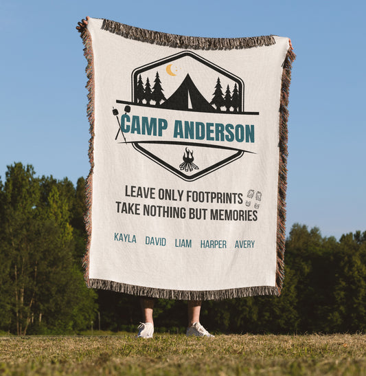 Personalized Camp Family Woven Blanket