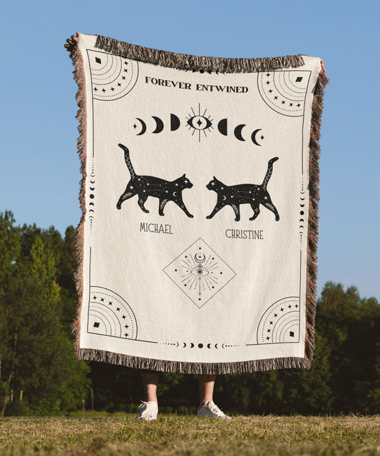 Personalized Feline Cosmos Woven Blanket